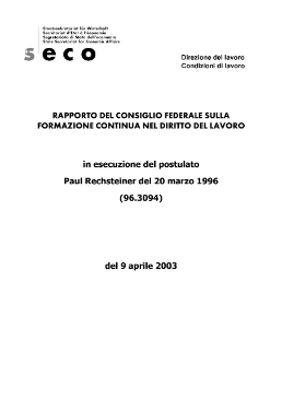 Rapporto del Consiglio federale sulla formazione continua nel diritto del lavoro (2003)-1